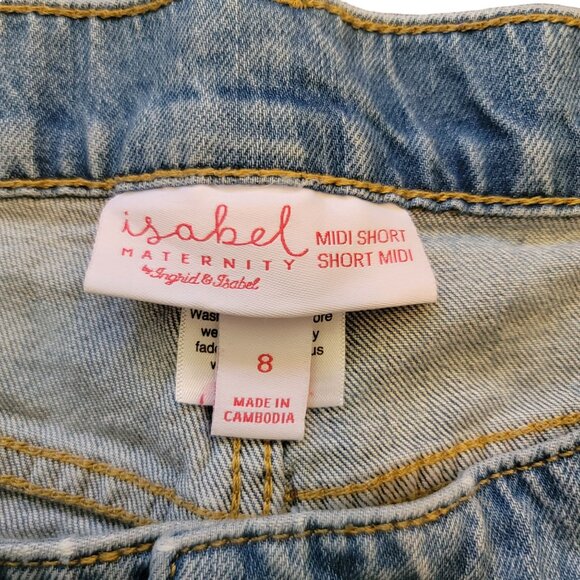Isabel Maternity By Ingrid & Isabel Womens Midi Short Denim Shorts Size 8 JJ3540 - Picture 5 of 5